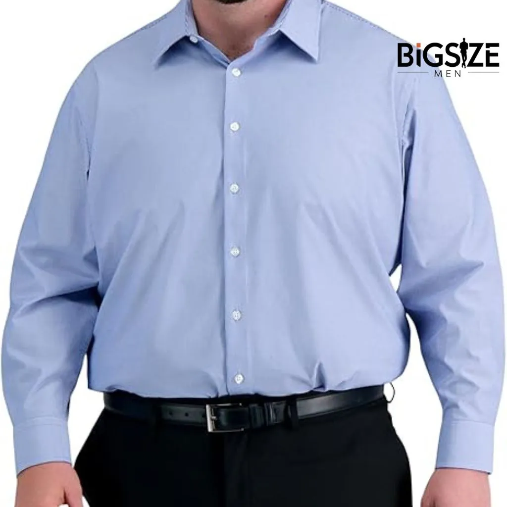 Haggar Men’s Classic Plus Size Shirt (Blue)